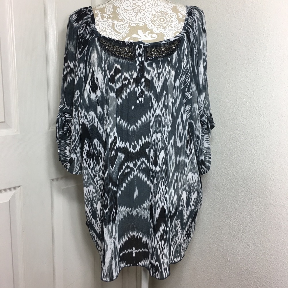 COPY - Boho Tunic Blouse Sequins Details